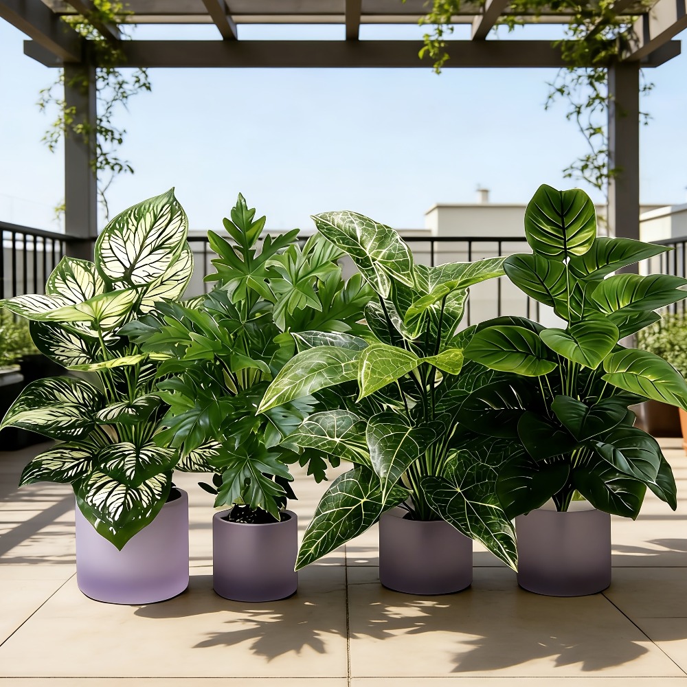 Fiddle Leaf Fig - Conjunto de 4 Plantas Artificiais com