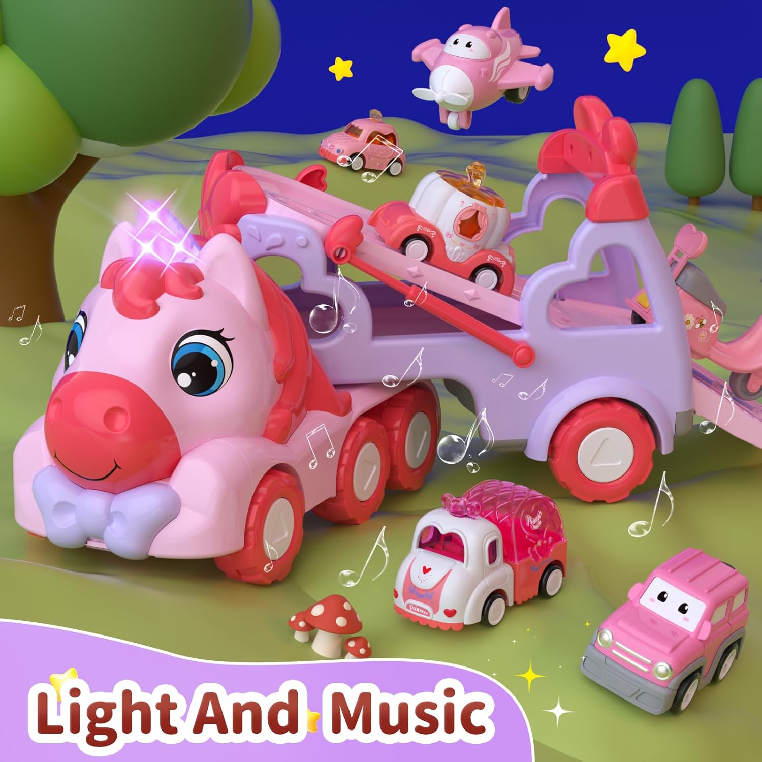 Philodendron Pink Princess - Caminhão Transportador de Brinquedos Unicórnio para